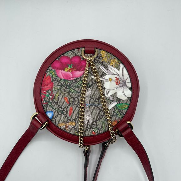 Gucci Ophidia Supreme GG Canvas Floral Round Backpack with Red Trim w/Box 5 - Picture 5 of 11